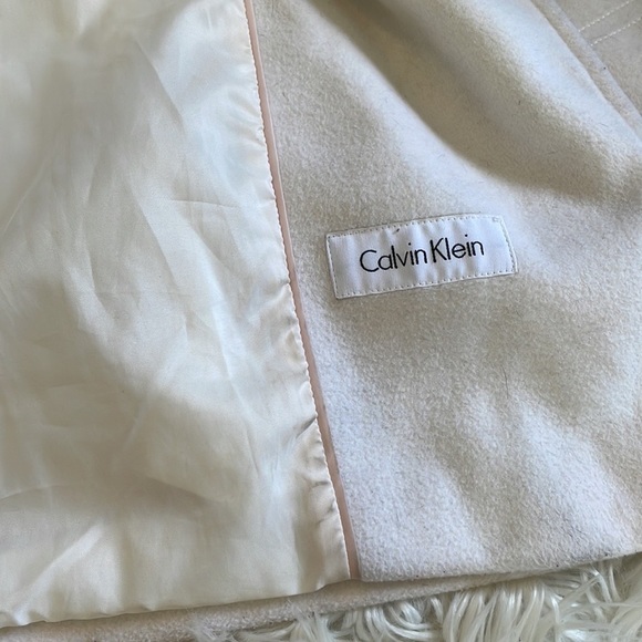 Calvin Klein white cream double single breasted pea coat trench coat soft sz 4 - Picture 11 of 16